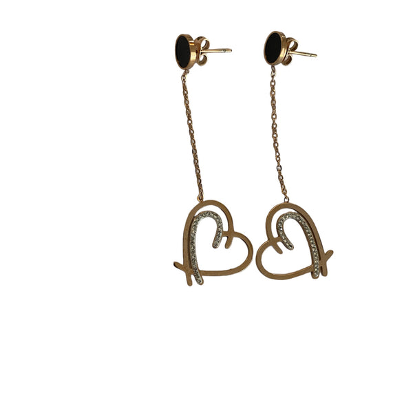 Black heart gold earrings accessory #4039