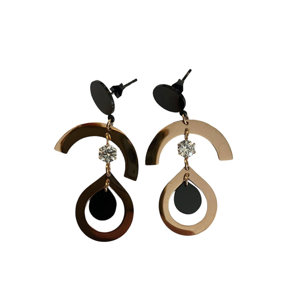 Black gold earrings accessory #4042