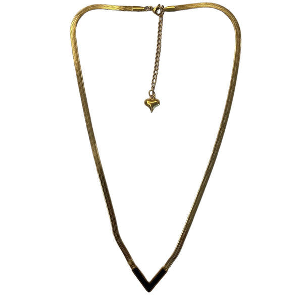 Black V shape gold necklace accessory #4063