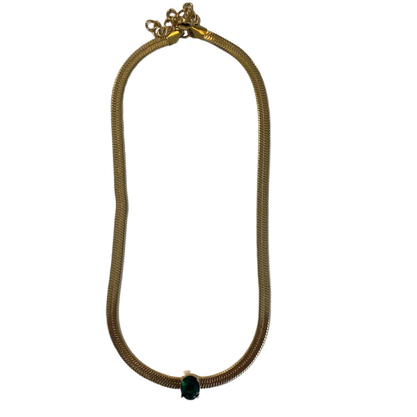 Golden emerald necklace accessory #4057