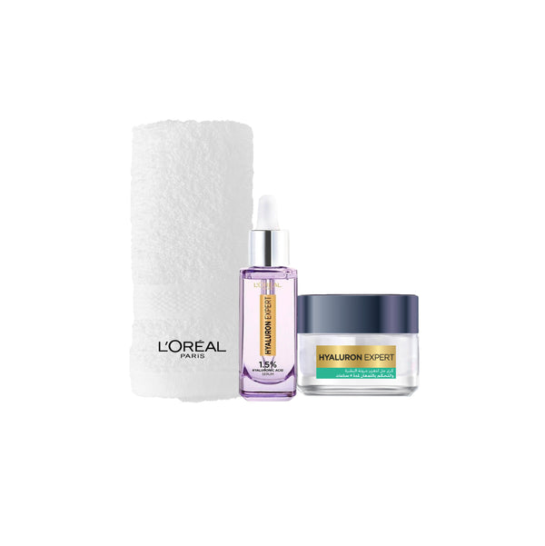 -15% L'oreal paris hyaluron expert replumping serum + 8h Shine Control Replumping Gel Cream + FREE face towel