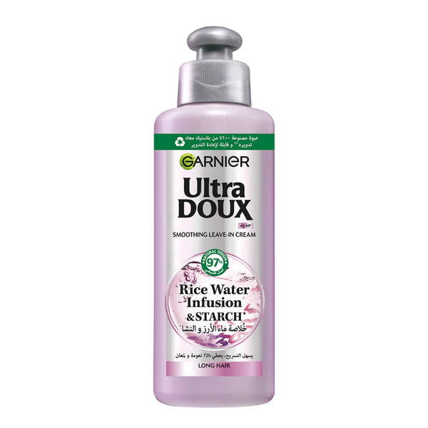 Garnier Ultra Doux Smoothing Leave In Cream With Rice Water Infusion & Starch For Long Hair 200ml