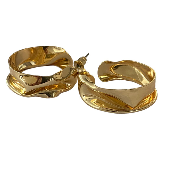 Golden wave earrings accessory #4005