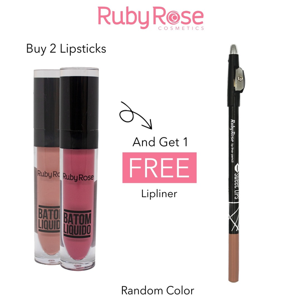 Ruby Rose x2 Liquid Matte Lipstick HB-8213 and get a FREE Lipliner
