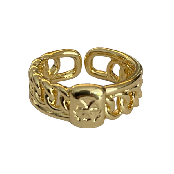 Chain link gold ring accessory # 4012