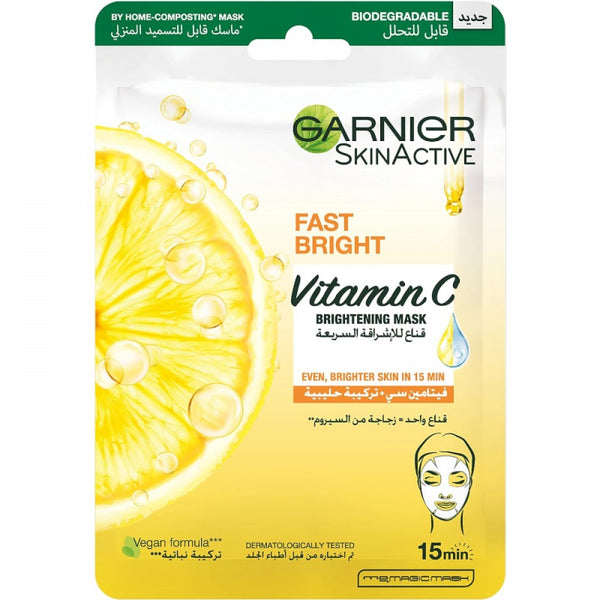 Garnier Fast Bright Vitamin C Brightening Tissue Mask For Uneven & Dull Skin