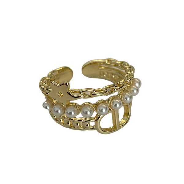 Golden pearl ring accessory #4009