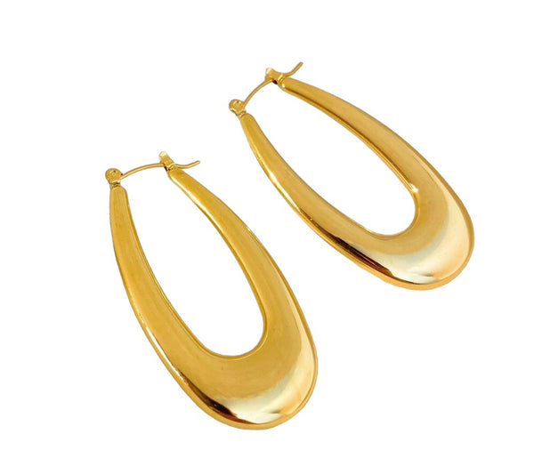 Golden oval earrings accessory #4026
