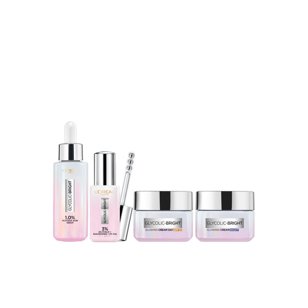 -30% L'Oreal Glycolic Bright  Face Serum + Eye Serum + Day Cream + Night Cream