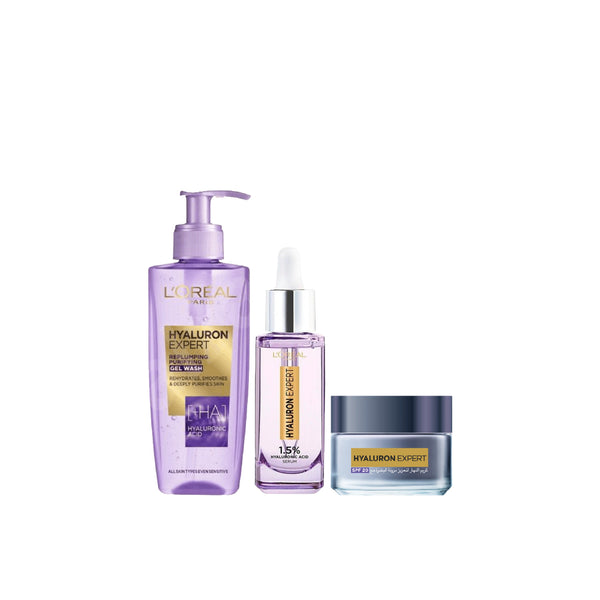 -20% L'Oreal Hyaluron Expert Wash + Day Cream + Face Serum