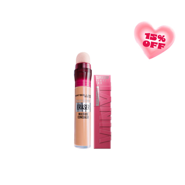 -15% Maybelline Super Stay Vinyl Ink + instant age rewind eraser concealer