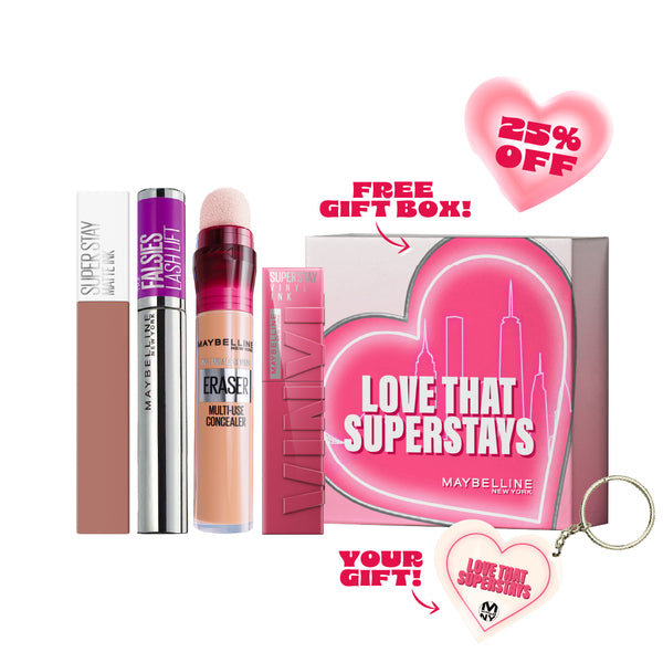 -25% + GIFT BOX + Keychain Maybelline Matte Ink + Vinyl Ink + age rewind eraser concealer +  Falsies Lash Lift Mascara