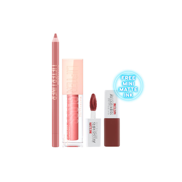 -30% FREE Mini Lipstick Maybelline Hyaluronic Acid Lifter Lip Gloss + Lifter Liner Lip Liner Pencil