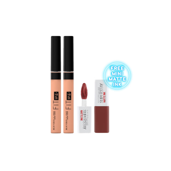 -30% FREE Mini Lipstick x2 Maybelline fit me concealer