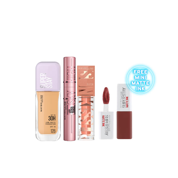 -35% FREE Mini Liptstick Maybelline Lumi + SunKisser + Sky High Mascara