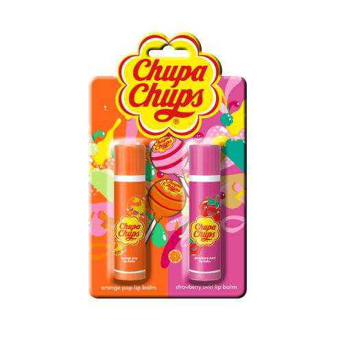 Chupa Chups Duo Lip Balms - Orange & Strawberry