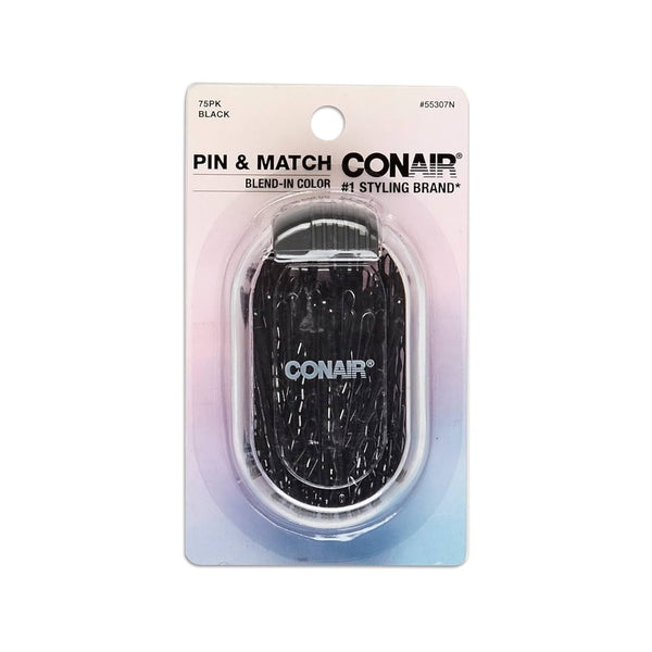 Conair Pin & Match Bobby Pins s Black - Includes Storage Container - 90 pcs