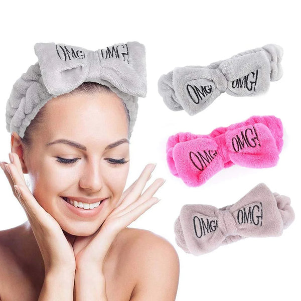 OMG Facial Towel Headband With Bow