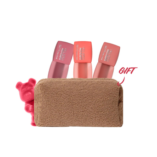 FREE Pouch with x3 Maybelline Super Stay Teddy Tint Soft Blurred Matte Lip Tint | 12h Longwear, Transfer proof