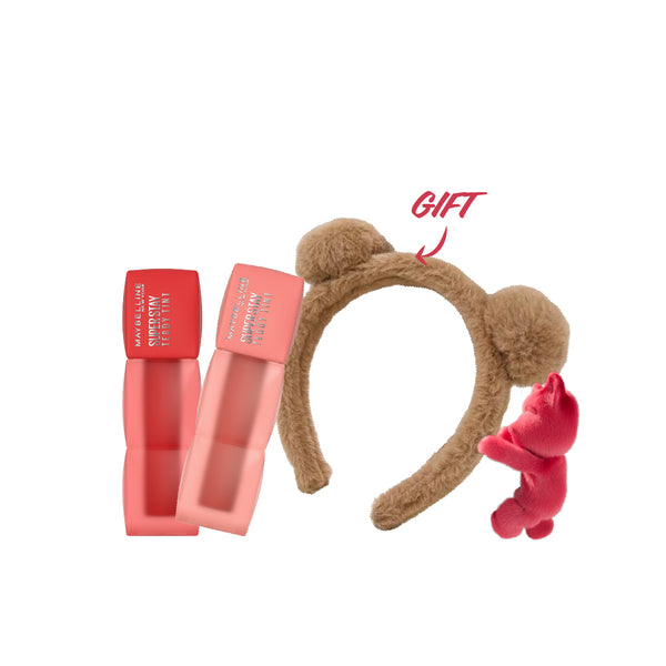 FREE Bandana with x2 Maybelline Super Stay Teddy Tint Soft Blurred Matte Lip Tint | 12h Longwear, Transfer proof