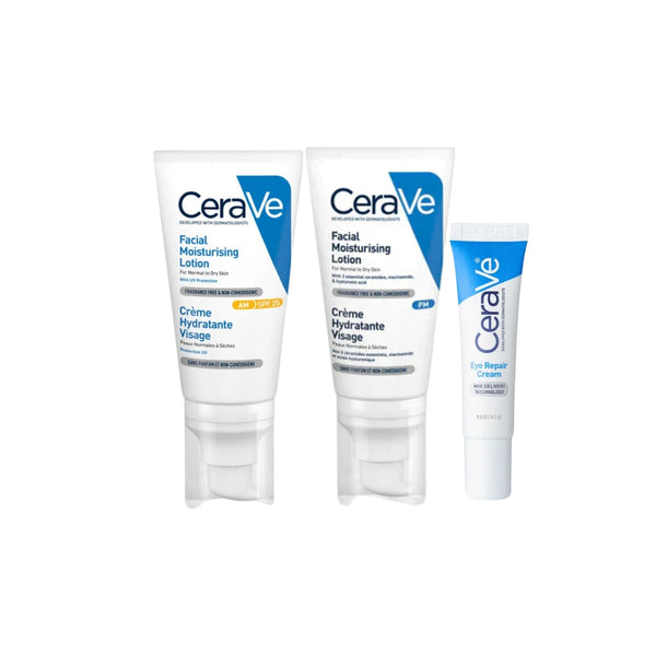 -10% OFF CeraVe AM facial moisturising lotion 52ml + PM moisturising lotion 52ml + eye repair cream 14ml