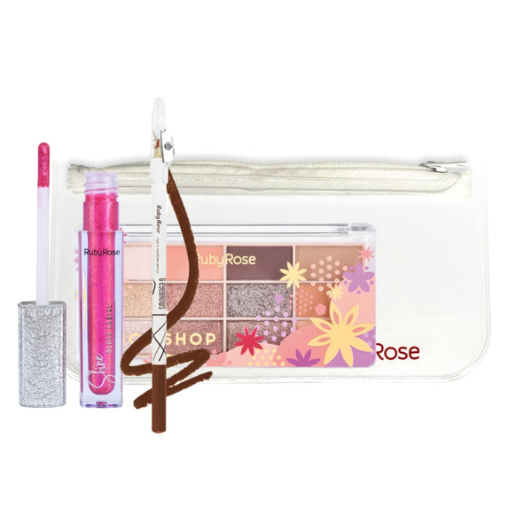 Ruby rose Spice Shop Eyeshadow (HB-1062) + Gloss Shiny + Sweet Eyeliner + FREE POUCH
