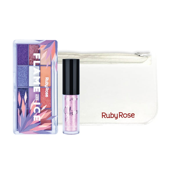 Ruby rose Stylish Eyeshadow(Hb-1061) + Glitter Eyeliner(HB-8416-5) + FREE POUCH