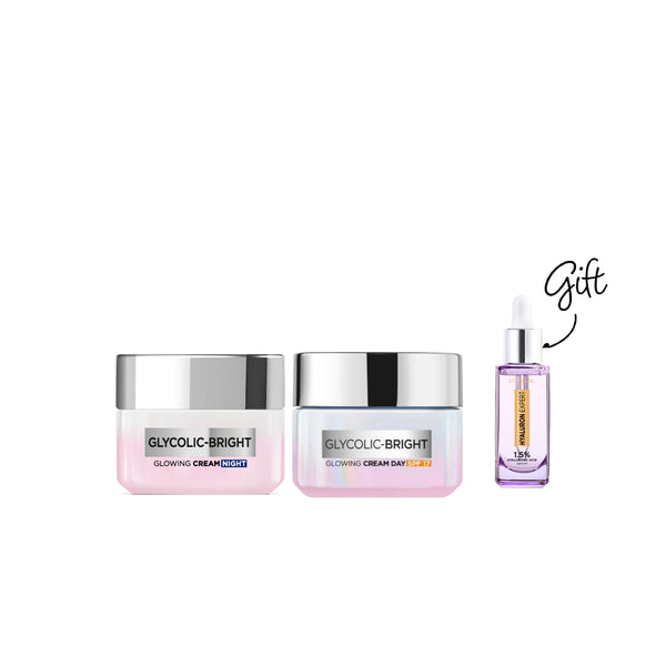 -15% FREE Mini Serum L'Oreal glycolic bright day + night cream 50ml