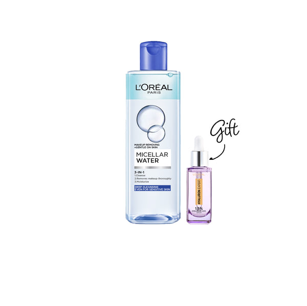FREE Mini Serum with L'Oréal Paris 3-in-1 Deep Cleansing Micellar Water for long wear oil makeup remover 400ML