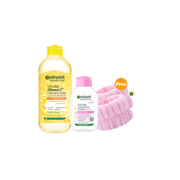 -10% Garnier Micellar Brightening Cleanser Water 400 ml + cleansing water 100 ml + FREE Wrist Band