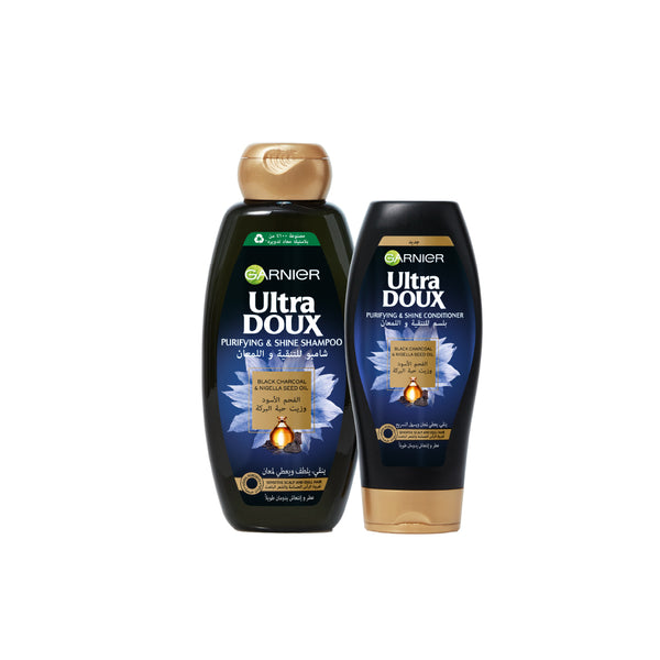 -15% Garnier Ultra Doux Charcoal Shampoo 400ML + Conditioner 200ML