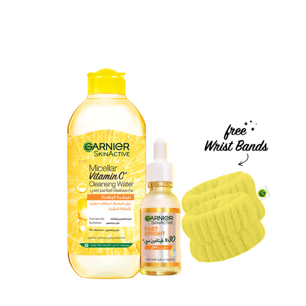 -15% FREE Wrist Band Garnier 400mL Vitamin C Micellar Water + Vitamin C Serum