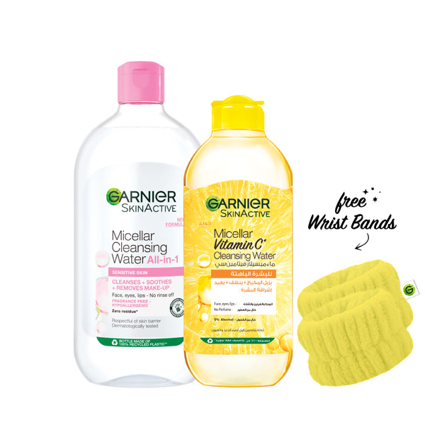 -15% FREE Wrist Band Garnier 700 mL Classic Micellar Water  + 400mL Vitamin C