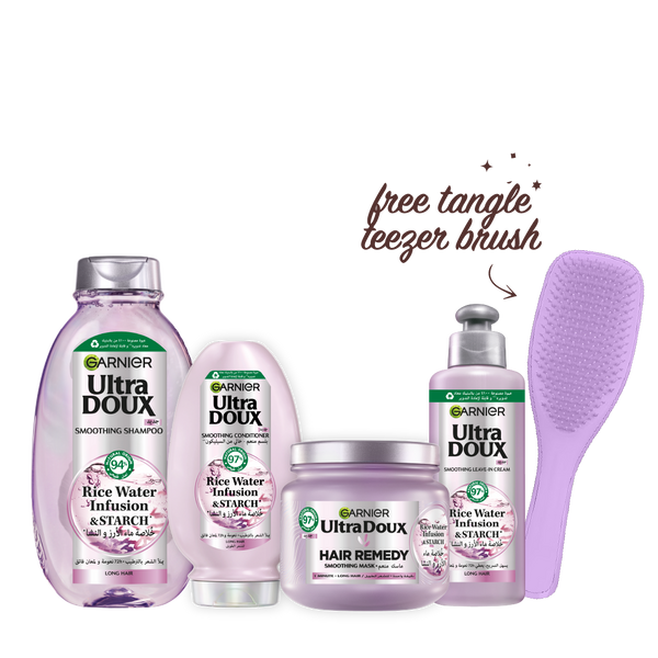 FREE Detangler Brush Garnier Ultra Doux  With Rice Water Infusion & Starch For Long Hair Bundle