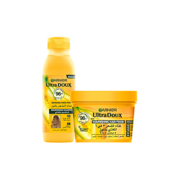 -15% Garnier ultra doux shampoo hair food Banana & Shea for dry hair 350ml + mask 390 ml