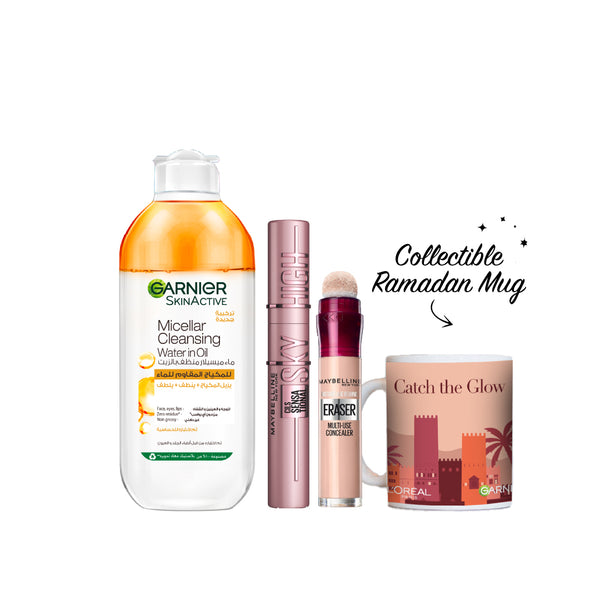 -20% FREE Mug Maybelline Eraser Concealer + Sky High + Garnier In Oil Micellar