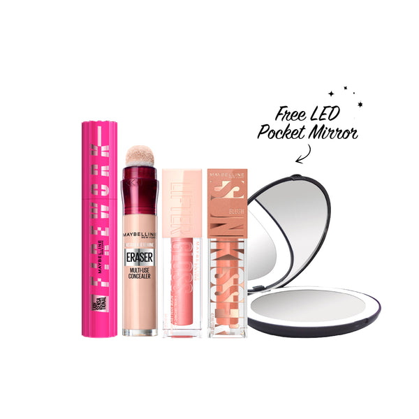 -25% FREE Mirror Maybelline Lifter Lip Gloss + Firework Mascara + SunKisser + Eraser Concealer