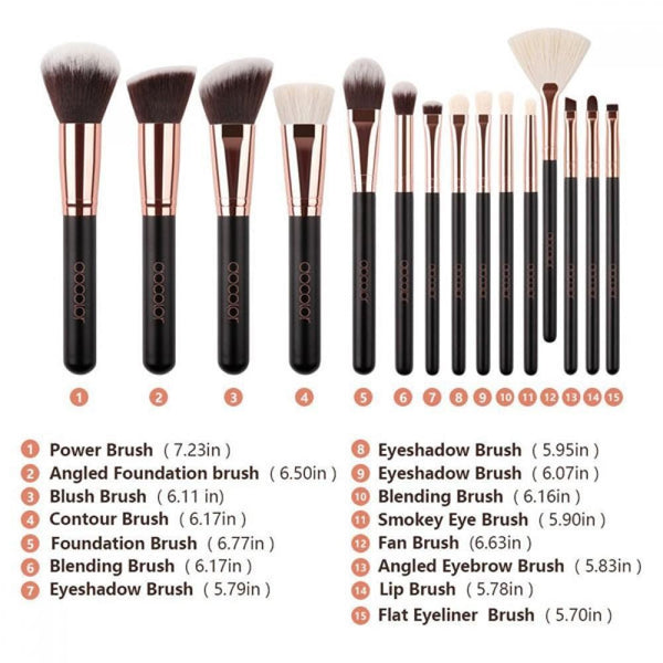 Docolor 15 Pieces pro makeup brush set + Pouch