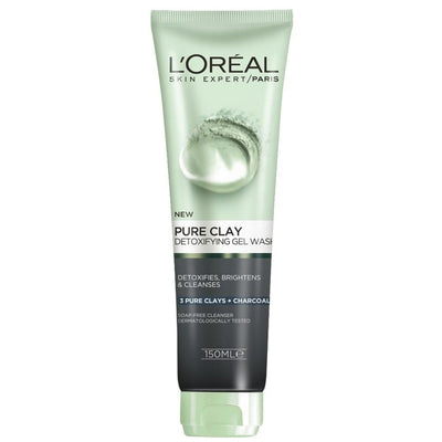 L'oreal paris pure clay charcoal detoxifying gel wash 150 ml-L'oreal skin care-zed-store