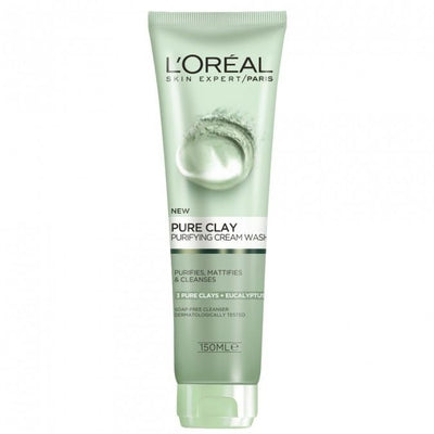 L'oreal paris pure clay eucalyptus purifying cream wash 150 ml-L'oreal skin care-zed-store