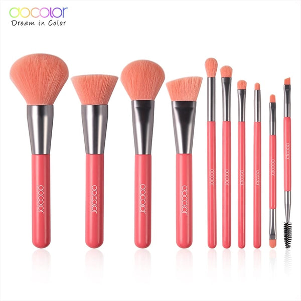 Docolor 10 Pieces Neon makeup brush set 
