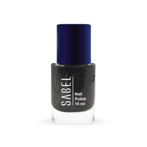 #black glitter Sabel cosmetics nail polish