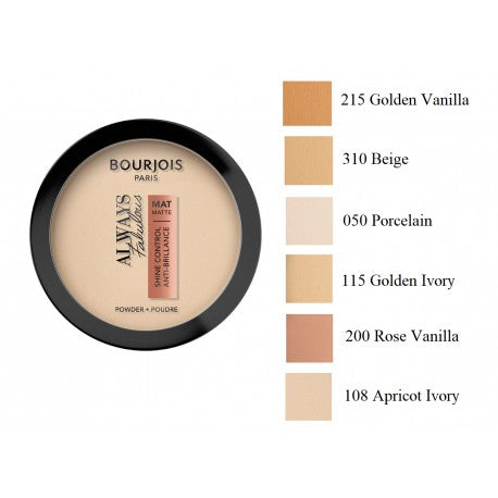 Poudre Compacte Bourjois Always Fabulous - Teinte Porcelaine, Finition Mate, Longue Tenue