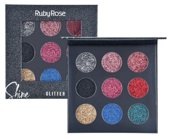 Ruby rose Shine Glitter Black Eyeshadow Palette HB 8407 / B