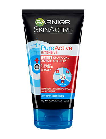Garnier Pure Active Intensive 3 in 1 Charcoal Blackhead Mask Wash Scrub-Garnier-zed-store